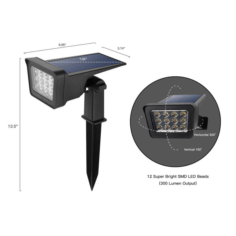 IP65 Αδιάβροχο εξωτερικό LED τοπίο ρυθμιζόμενο ηλιακό φωτισμό προβολείς για κήπο