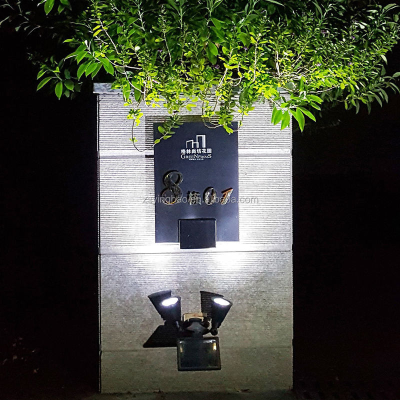 Ηλιακή ενέργεια Δύο κεφαλές αναβαθμισμένα διπλά προβολείς 12 LED εξωτερικό φως κήπου