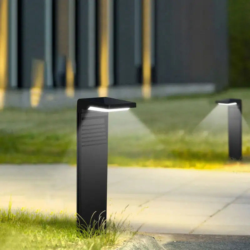 Ηλιακό LED Street Light Lamp Σχήμα L Μαύρα Ηλιακά φώτα διαδρομής για διακόσμηση κήπου