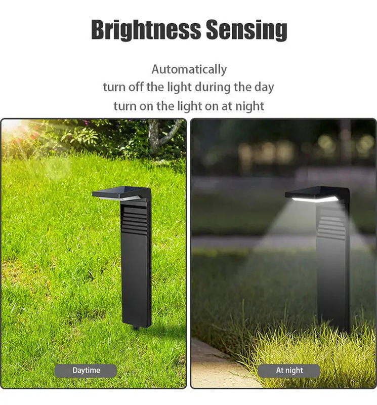 Ηλιακό LED Street Light Lamp Σχήμα L Μαύρα Ηλιακά φώτα διαδρομής για διακόσμηση κήπου