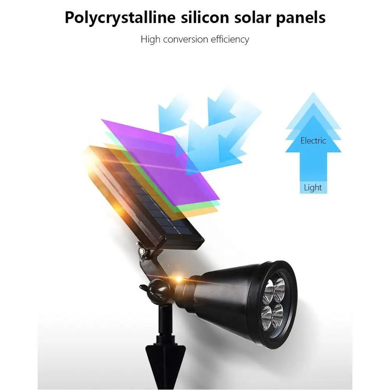 Ηλιακή τροφοδοσία 4 Led Spotlight Ip65 Αδιάβροχο ηλιακό φως για εξωτερικό κήπο