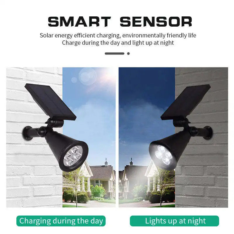 Ηλιακή τροφοδοσία 4 Led Spotlight Ip65 Αδιάβροχο ηλιακό φως για εξωτερικό κήπο