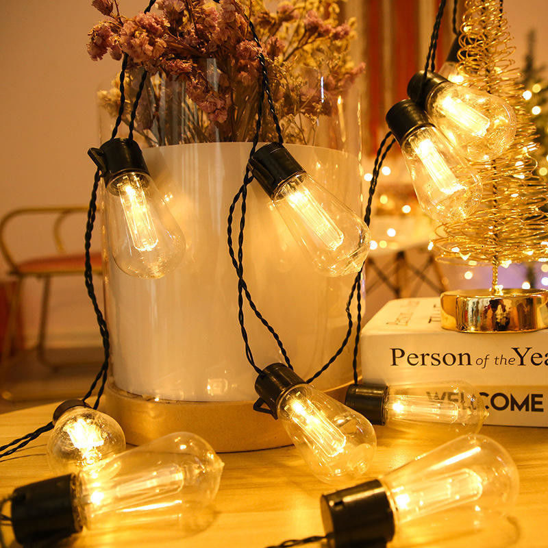 Ηλιακό LED Edison Bulb String Lights για εξωτερικές χριστουγεννιάτικες διακοσμήσεις Patio 6lm 1-
