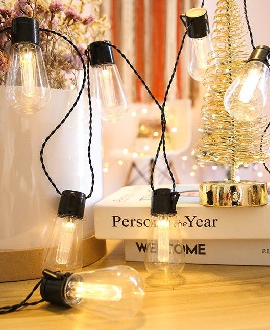 Ηλιακό LED Edison Bulb String Lights για εξωτερικές χριστουγεννιάτικες διακοσμήσεις Patio 6lm 1-