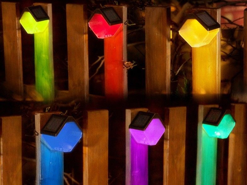 Ηλιακό LED Street Light Lamp Θερμό και RGB χρώμα Φώτα τοίχου για εξωτερικό διακοσμητικό κατάστρωμα