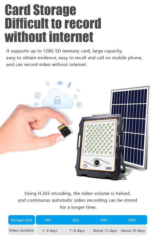 120° γωνία δέσμης 100 200 300 400watt Ηλιακό φως με κάμερα Cctv Αλουμινίου LED φώτα πλημμύρας