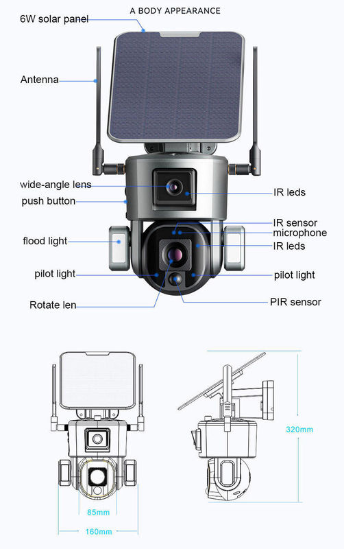 Αδιάβροχο 1080p 2 Way Audio Wifi 4g Ηλιακό Πανέλαιο Ηλιακή μπαταρία Cctv κάμερα για εξωτερικούς χώρους