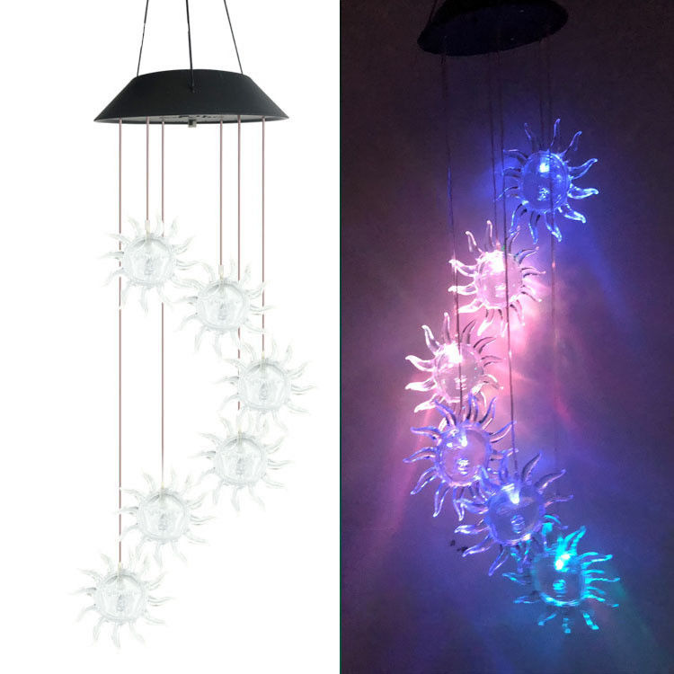 Ηλιακή ενέργεια Wind Chime Φως LED αλλαγή χρώματος εξωτερικό φως για τον κήπο ABS υλικό