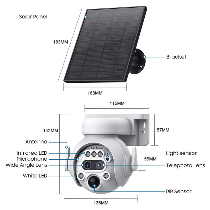 GSM 4G κάρτα SIM IP66 Ηλιακή ασφάλεια με μπαταρία IR PIR Ηλιακή κάμερα IP